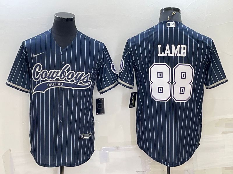 Men Dallas Cowboys 88 Lamb Blue stripe 2022 Nike Co branded NFL Jersey